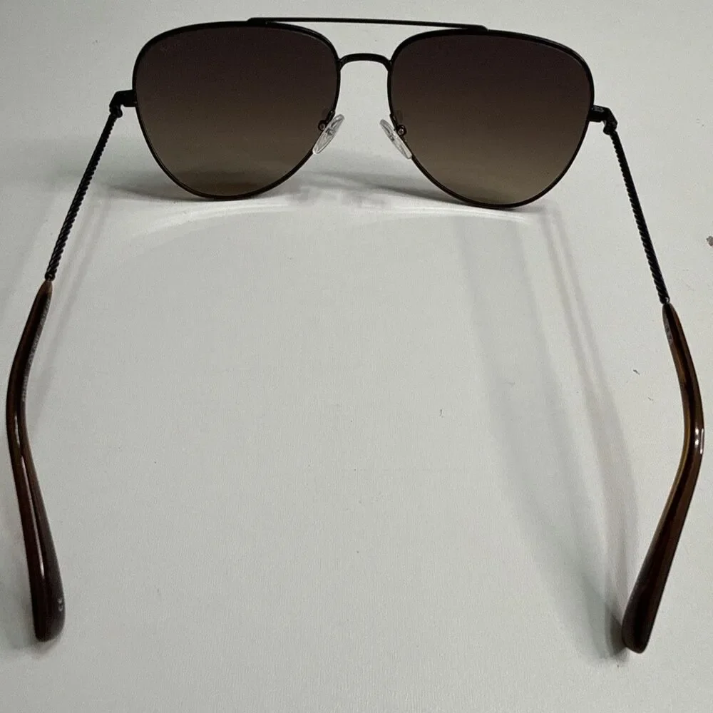 Tumi Sunglasses STU008 0531 Men's Black Brown Gradient Lenses Pilot Aviator New